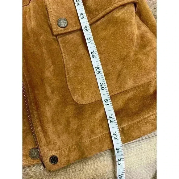 Wilsons Leather Men's Brown Full Zip Jacket Leather Collar Suede Size L *Read - Picture 10 of 16